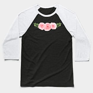 THREE PINK WATERCOLOR FLOWERS Baseball T-Shirt